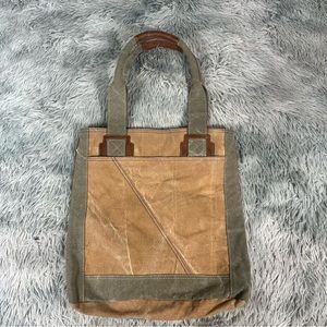 Mona B Canvas Tote Brown Green